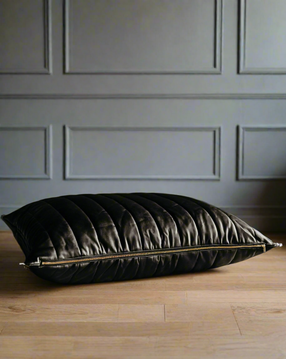 Jagger Black Vegan Leather Dog Bed