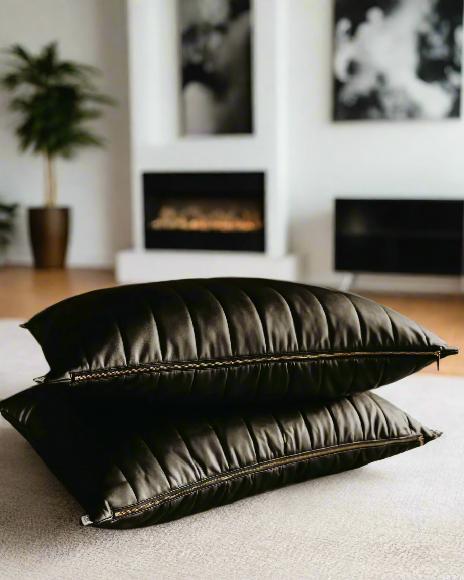 Jagger Black Vegan Leather Dog Bed