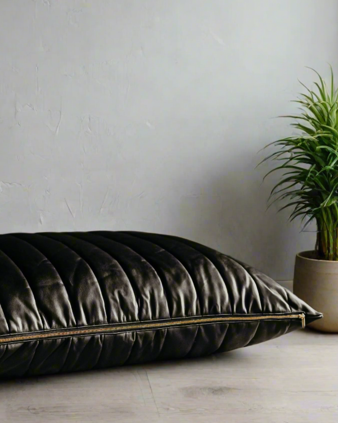 Jagger Black Vegan Leather Dog Bed