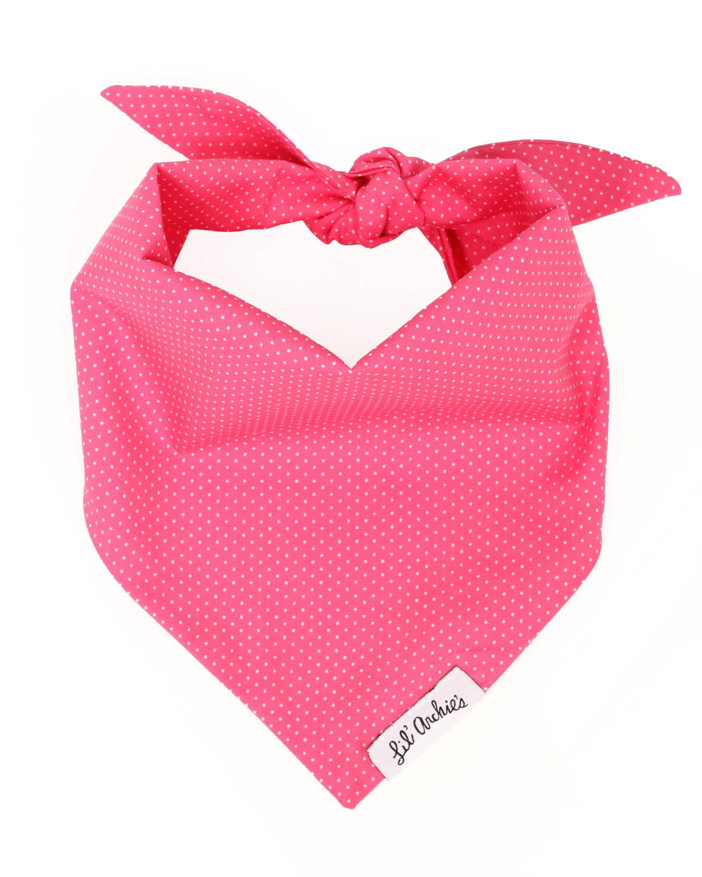 Cute pink polka dot cotton bandana for small dogs like Chihuahuas and Poodles