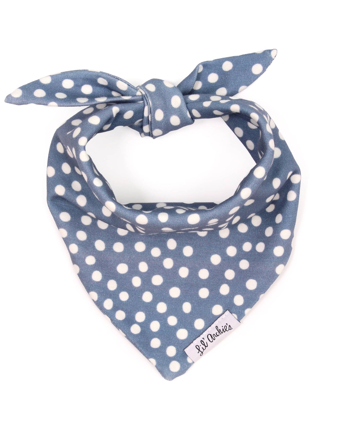 Spotted Pup Blue Organic Cotton Bandana for Dogs like Pugs, Chihuahuas, and Schnauzers