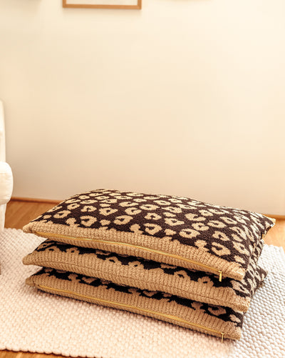 Snuggle Knit Brown Leopard Dog Bed