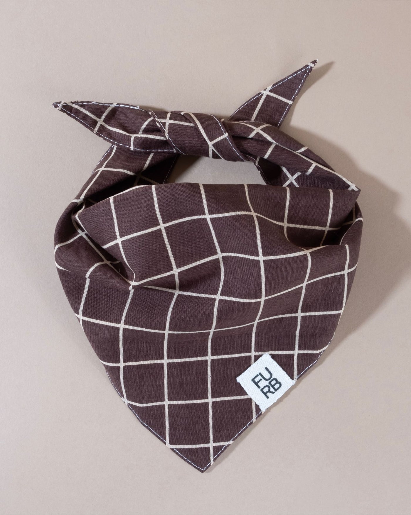 Classic brown checkered bandana, perfect for medium-sized dogs like Cocker Spaniels and Pugs