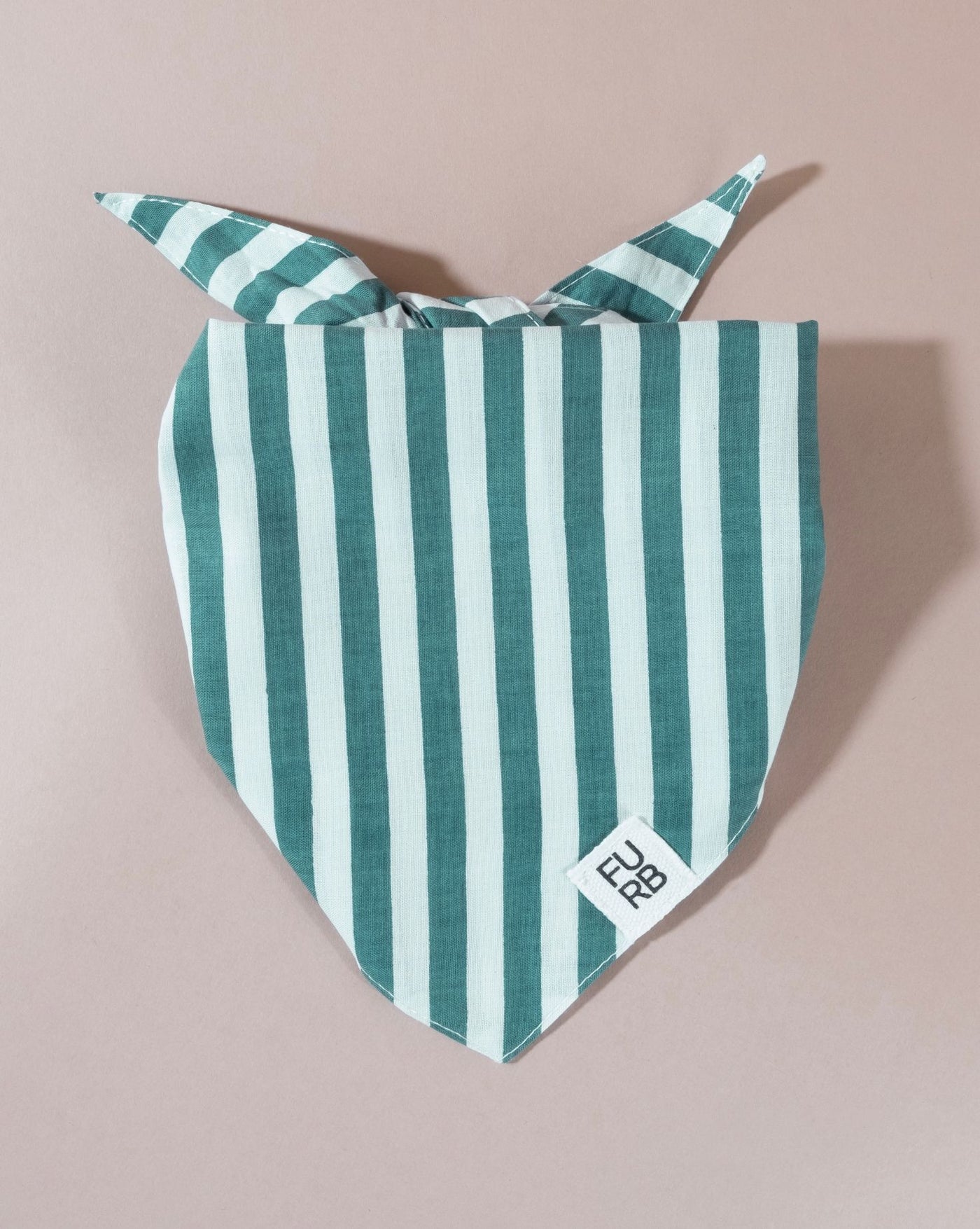 Stylish green striped bandana, ideal for small to medium dogs like Beagles and French Bulldogs