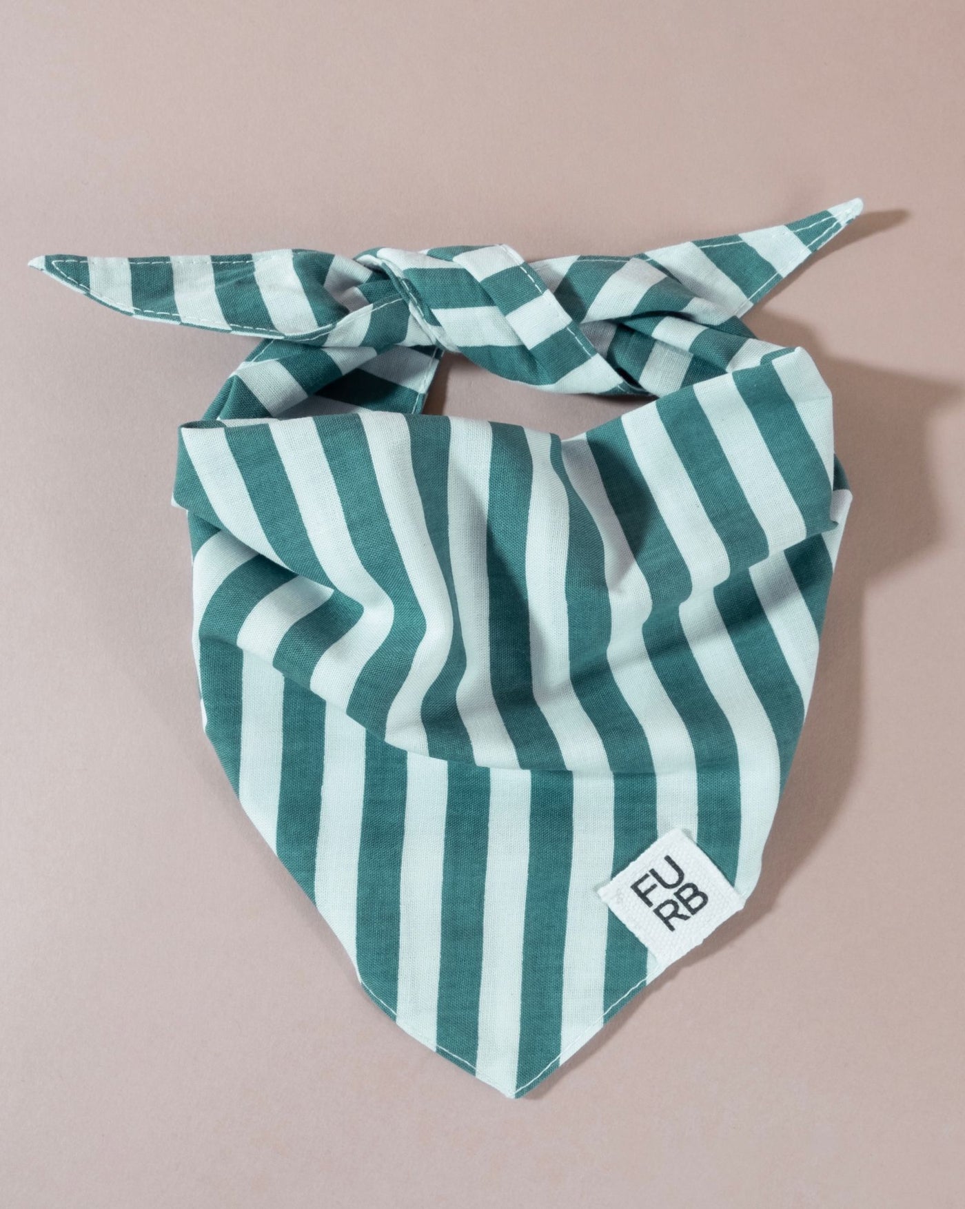 Green striped dog bandana, perfect for medium breeds like Pugs, Cocker Spaniels, and Dachshunds