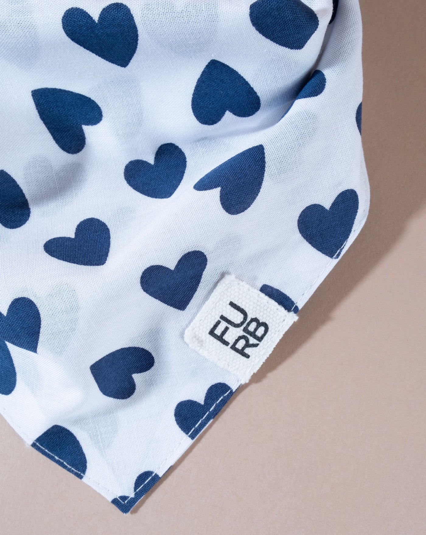 Adorable blue heart print dog bandana for small dogs like French Bulldogs and Pugs