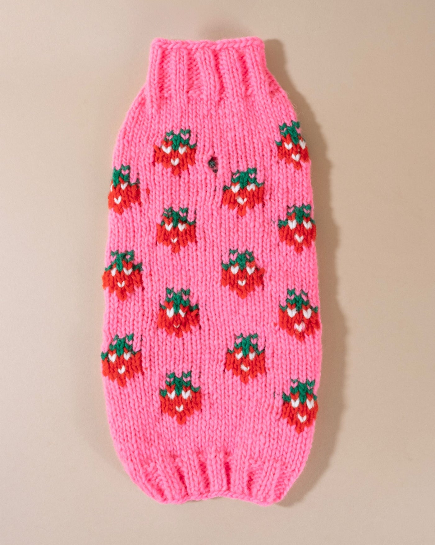 Vibrant Berry Cute hot pink dog sweater, perfect for small breeds like Yorkies or Chihuahuas.