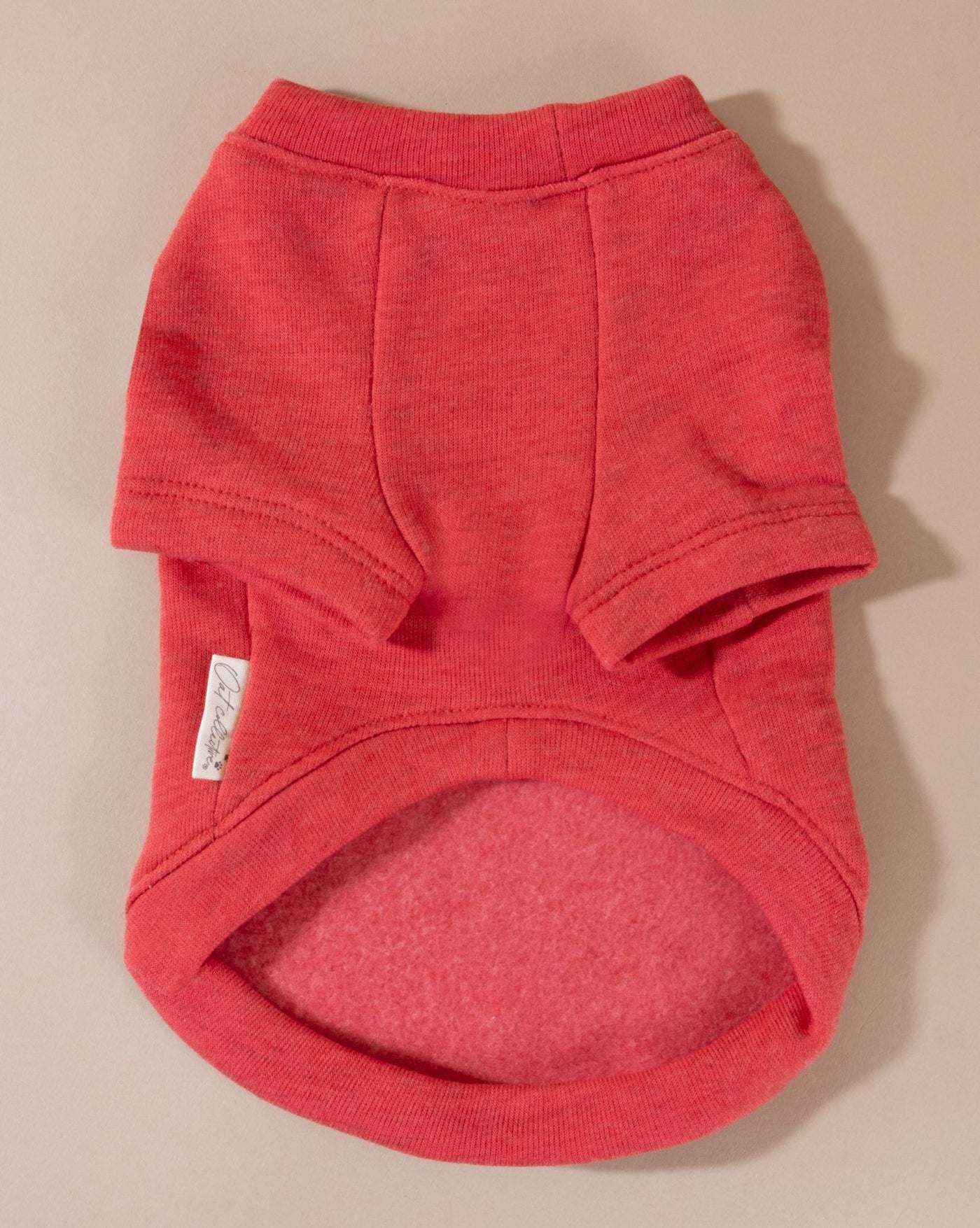 Cozy and stylish red dog sweatshirt with playful details, perfect for Chihuahuas or Pugs.