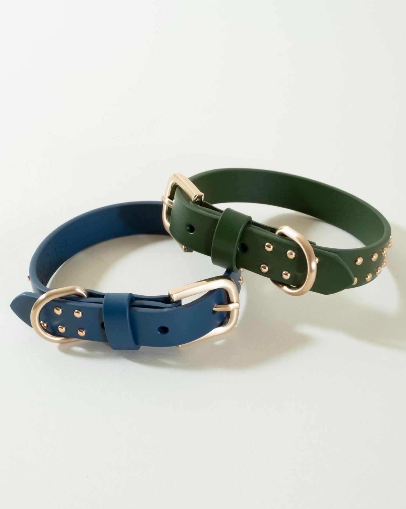 Blue leather dog collar with fashionable stud details for your beloved pet