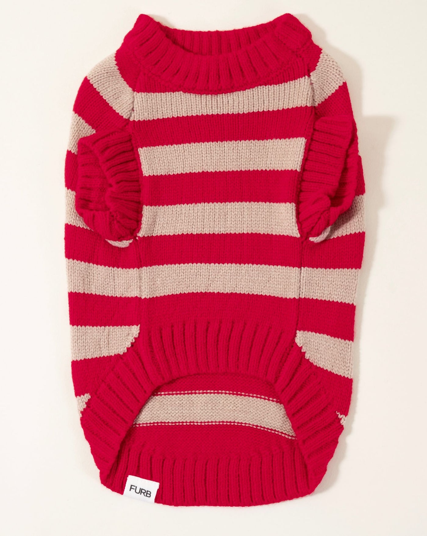 Candy Crush red striped sweater vest for dogs, great for adding a pop of color to your pet's wardrobe