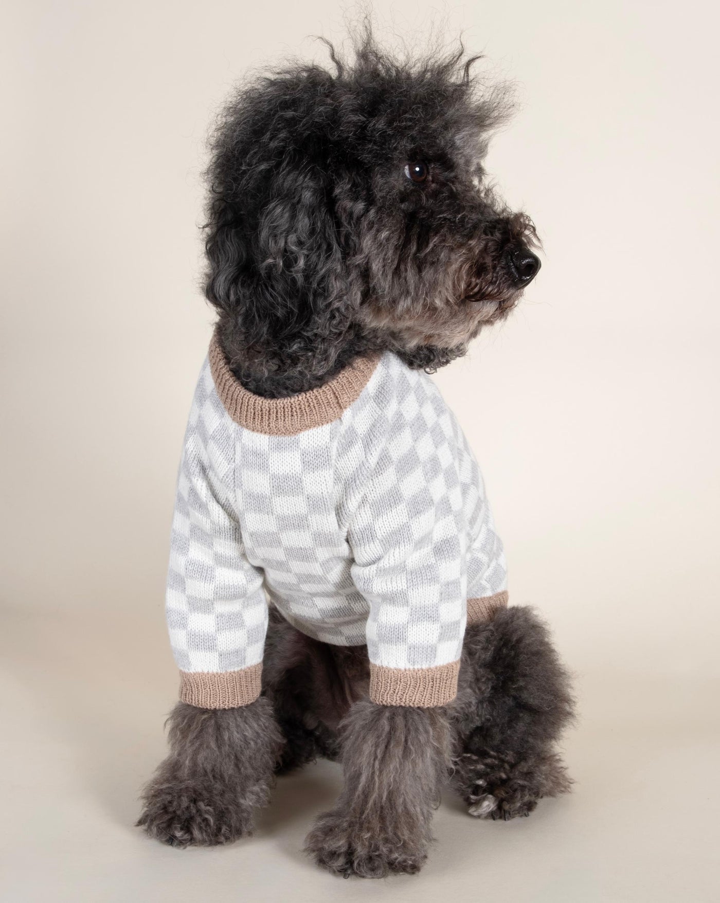 Arlo Grey Check Dog Sweater