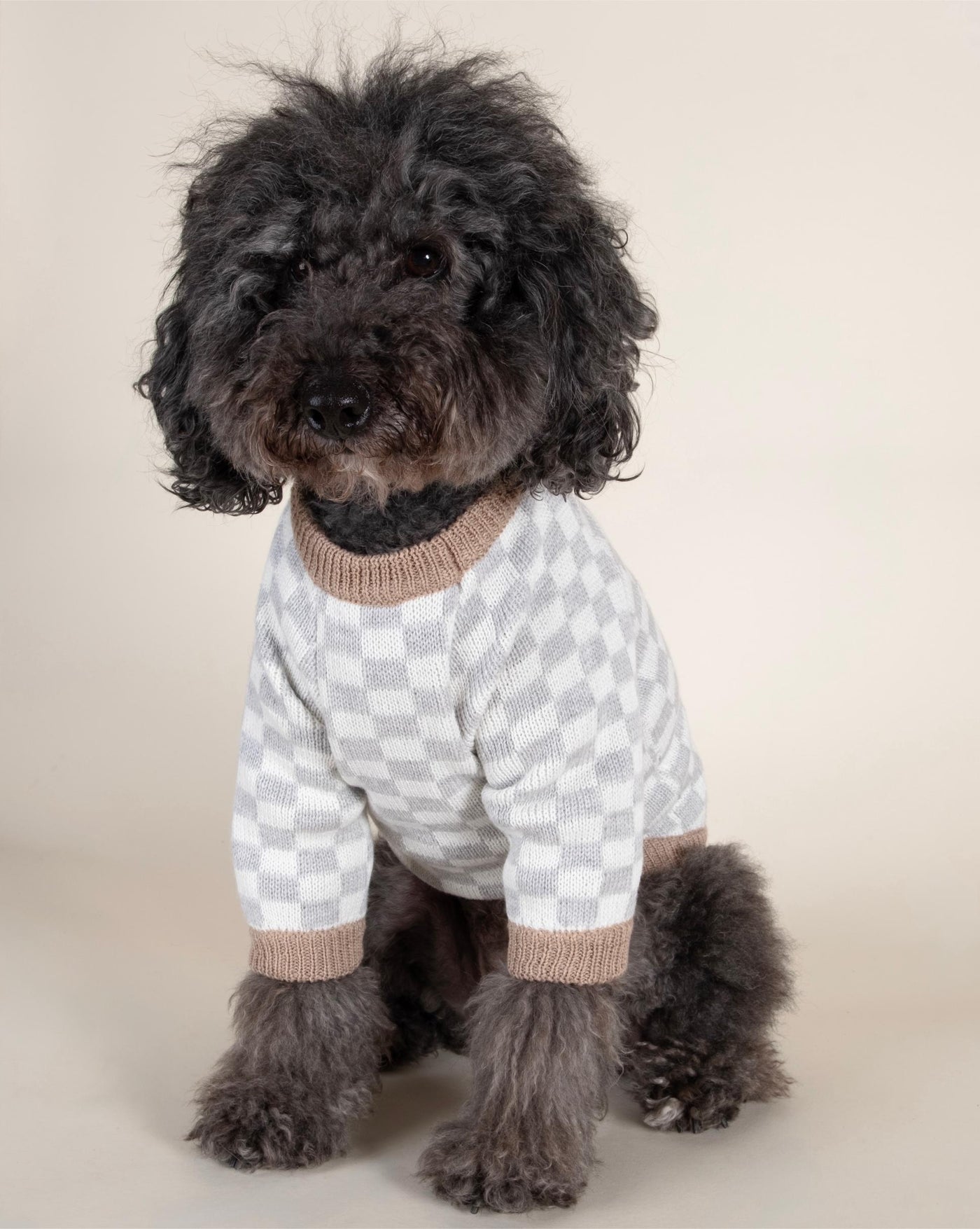 Arlo Grey Check Dog Sweater