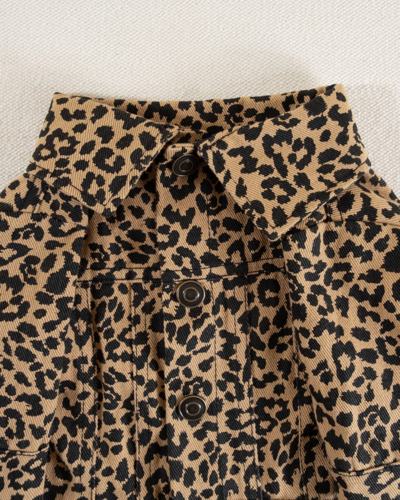 Bold leopard denim jacket for trendy dogs like Chihuahuas and Pugs.