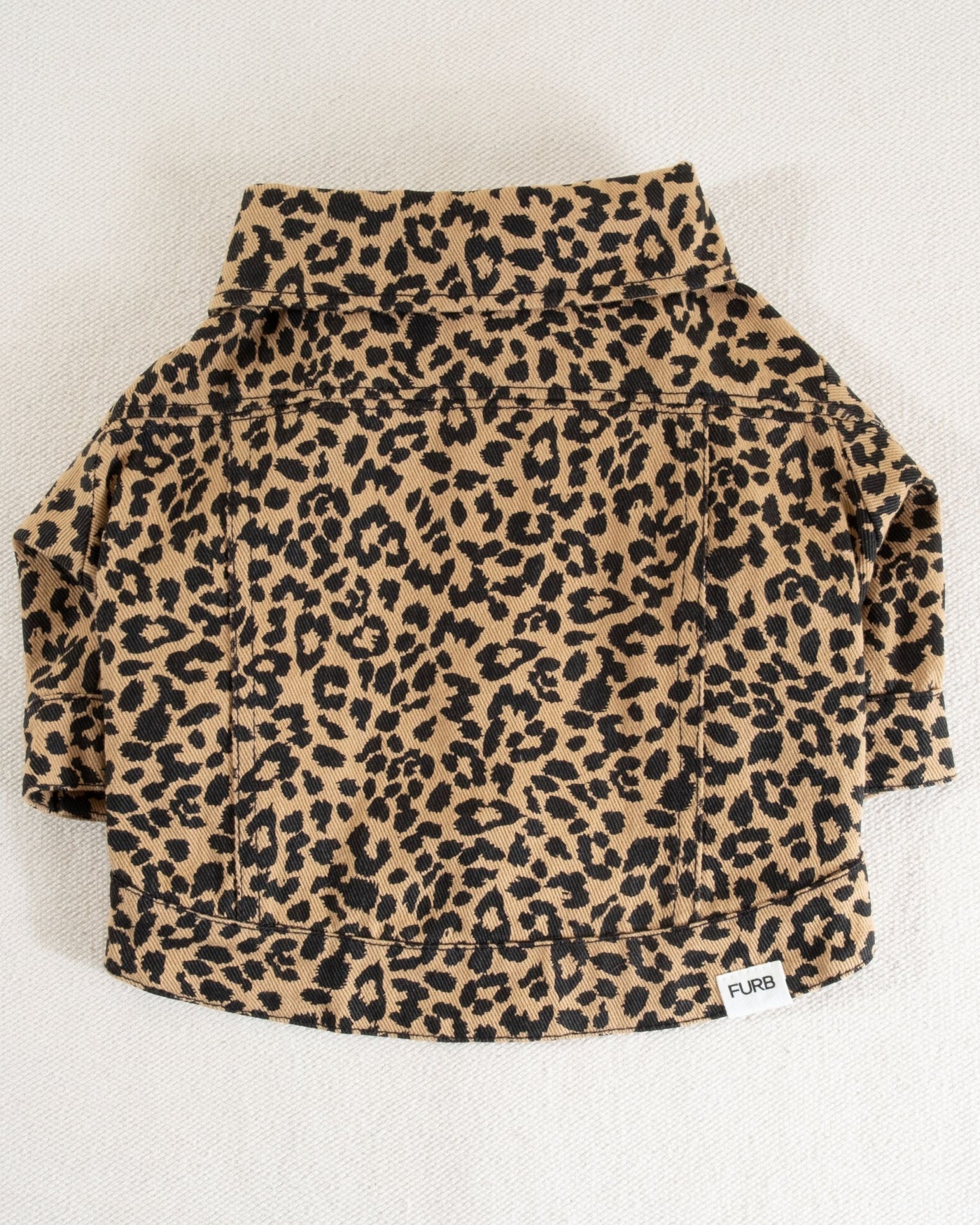 Fashionable brown leopard print denim jacket for dogs like Beagles and Terriers.