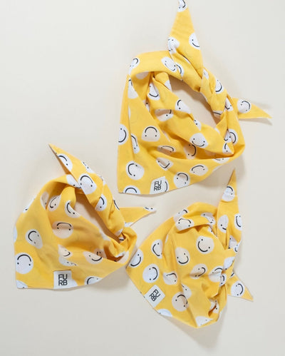 Ear to Ear Yellow Smiley Dog Bandana