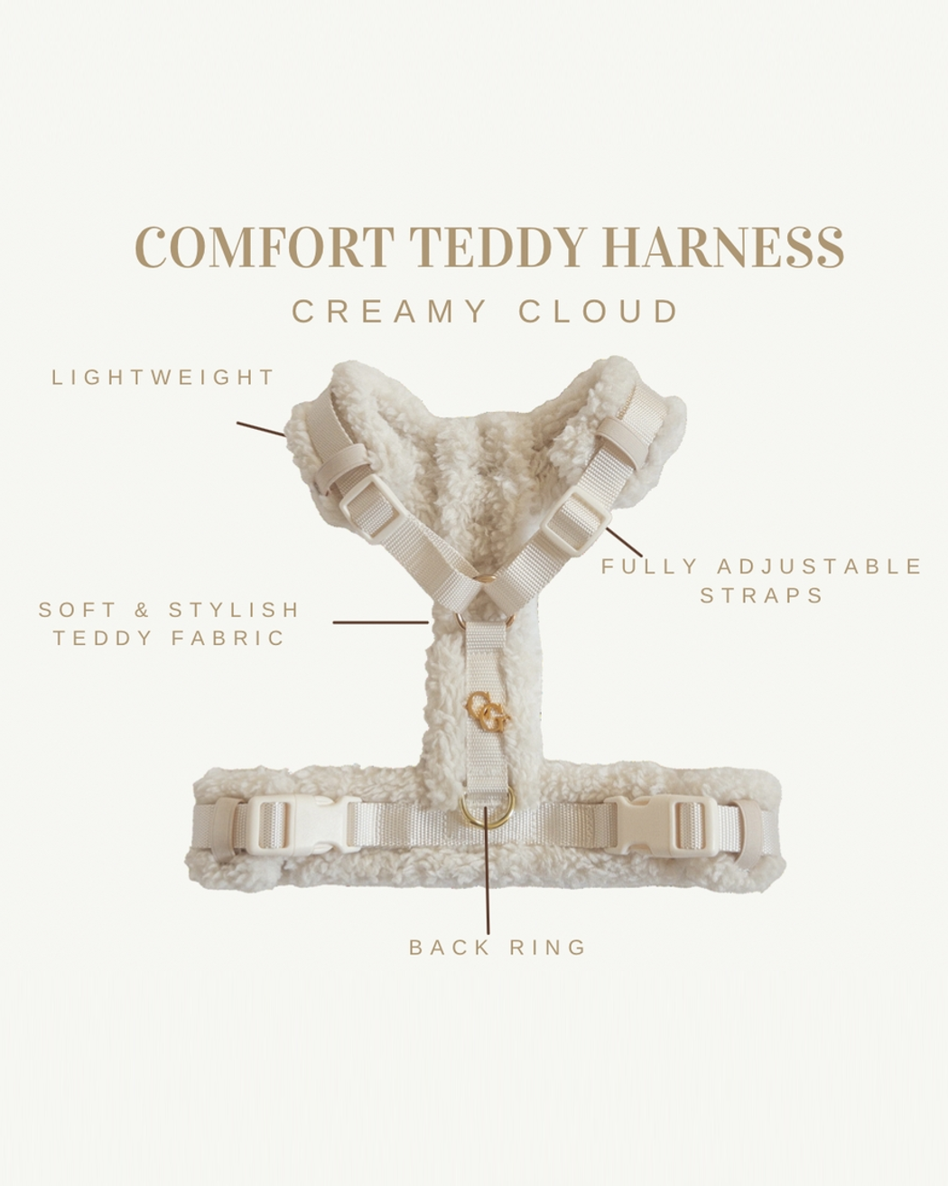 On Cloud K-9 Ivory Teddy Dog Harness