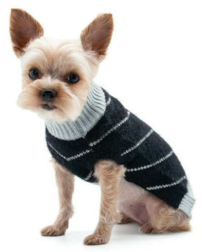 Black Chevron Mohair Dog Sweater. best mohair sweater for french bulldog 