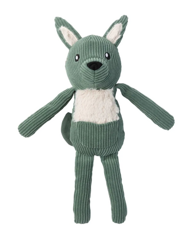 Unique green kangaroo dog toy for exciting playtime