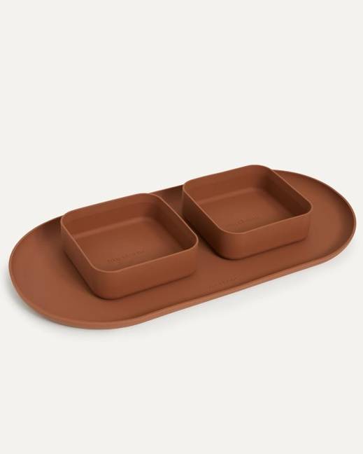 Hip To Be Square Dog Bowl + Mat Set