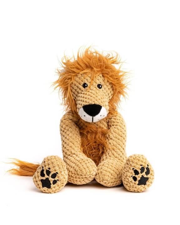 Plush lion dog toy, great for fetching and snuggling with your furry friend