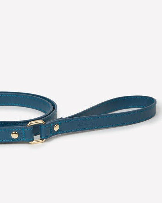 Nara Blue Leather Dog Leash 