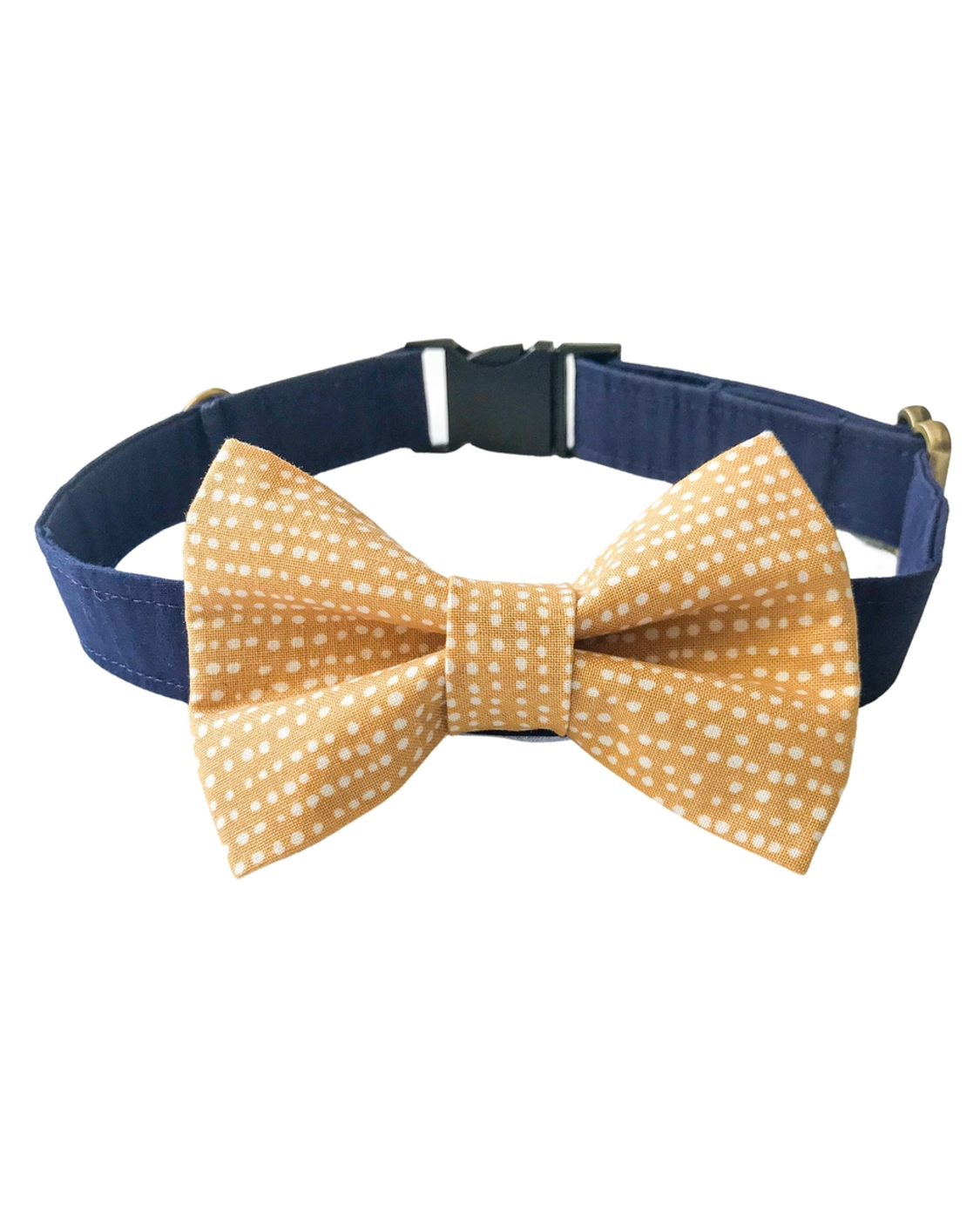 Tan and white dot bow tie for small and medium dog breeds, a chic accessory for every occasion