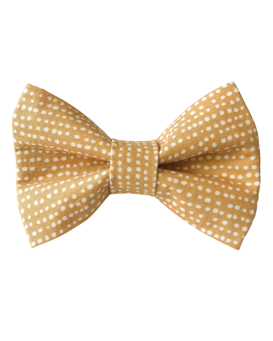 Small and medium dog bow tie in tan and white dots, perfect for adding a stylish touch to your pet's look