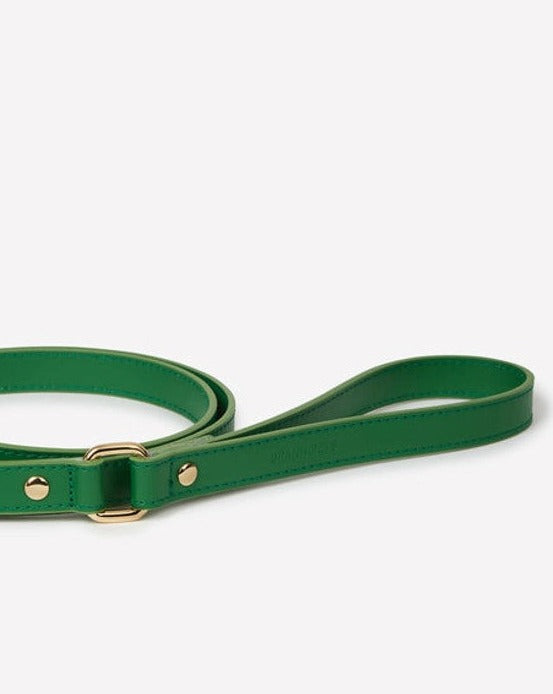 Nara Green Leather Dog Leash