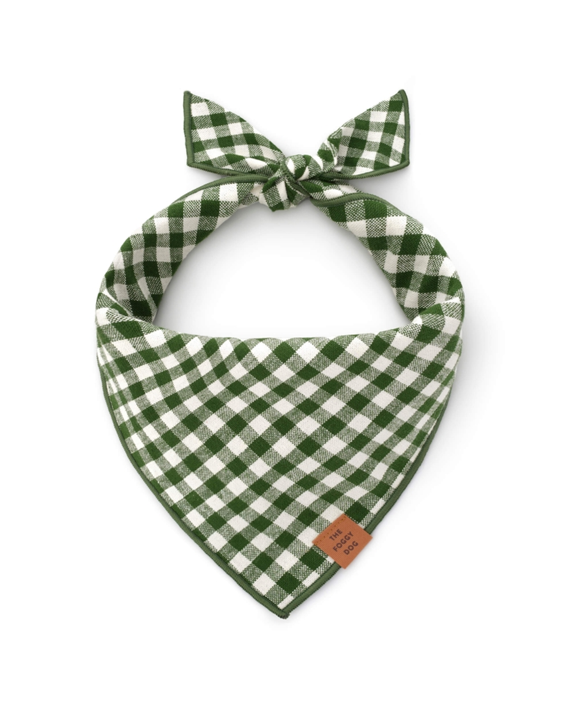 Green gingham bandana for dogs, perfect for medium breeds like Bulldogs and Beagles.