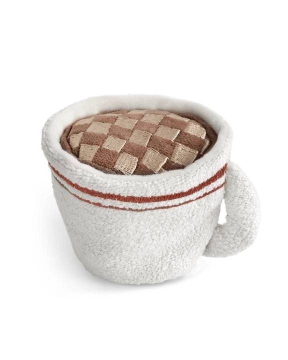 Espresso dog toy for pets, designed to look like a coffee cup with a fun and playful shape