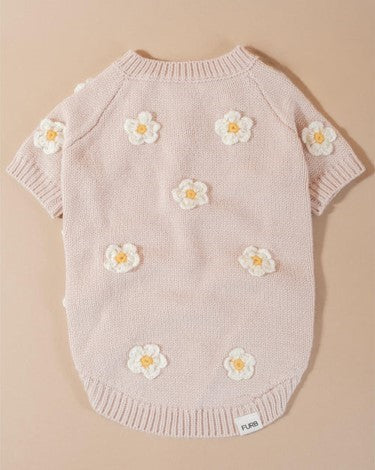 Petal Perfect Blush Daisy Dog Sweater