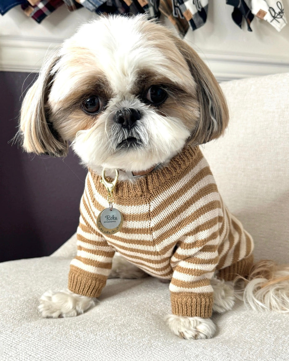 Like A Bandit Nutmeg Striped Sweater Product Image Detail. sweater french bulldog 