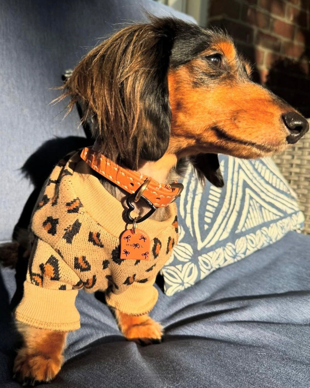 tan leopard print dog crewneck sweatshirt